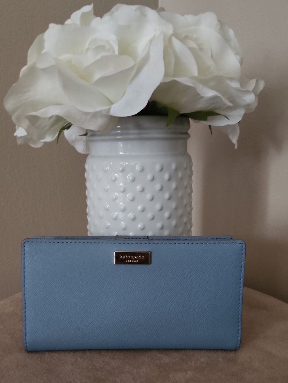 Kate Spade Light Blue Saffiano Leather Zip Wallet 🩵